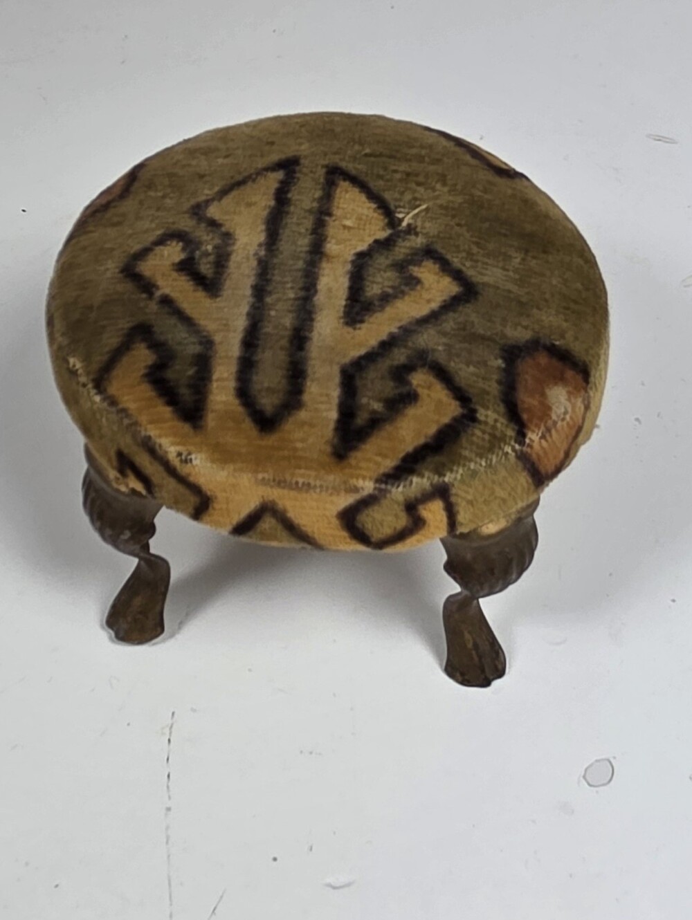 Unbranded Yellow Patterned Round Accent Stool